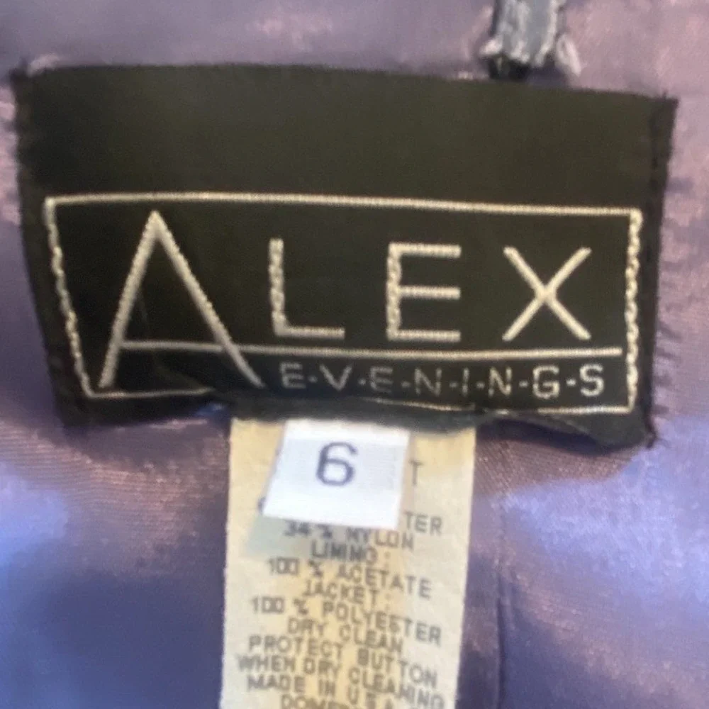 Alex Evening Purple Iridescent Evening Gown‎ with Sheer Organza Jacket Two Pc 6